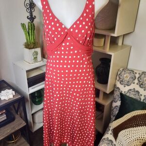 Polka Dot Sleeveless Red Dress
